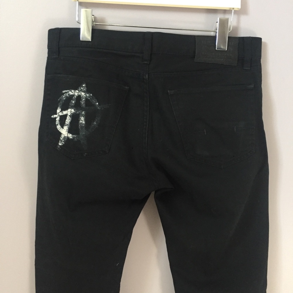 Ralph Lauren Ripped + Distressed Sons of Anarchy Style Black Jeans Denim 30 - Picture 8 of 11